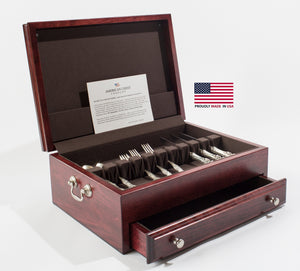 #F01C Bounty Flatware Chest  Solid Cherry, Amish Crafted in USA with Anti-Tarnish Lining