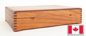 #FCAN2 Exotic Solid SAPELE Wood Flatware Chest; Service for 12, Made in Canada