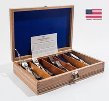 #FNE2 Rustic American Divided Flatware Chest; Solid Mahogany & Made in USA