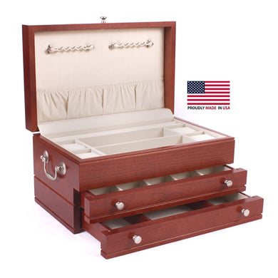 #J02C First Lady Jewel Chest, Made in USA, Solid Cherry with Heritage Cherry Finish