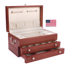 #J02M First Lady Jewel Chest, Made in USA Solid Cherry w/ Rich Mahogany Finish