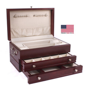 #J02C First Lady Jewel Chest, Made in USA, Solid Cherry with Heritage Cherry Finish