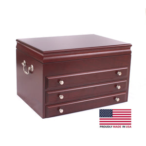 #J03M Majestic Jewel Chest, Made in USA, Solid Cherry w/ Rich Mahogany Finish