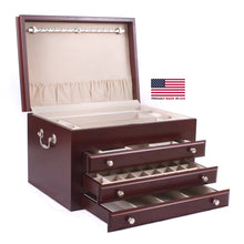 #J03M Majestic Jewel Chest, Made in USA, Solid Cherry w/ Rich Mahogany Finish