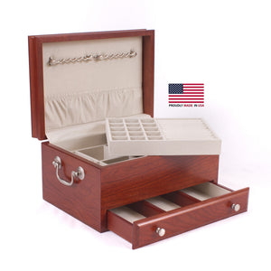 #J11M Contessa Jewel Chest, Amish Crafted in USA,  Solid Cherry with Rich Mahogany Finish