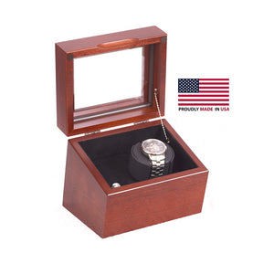#WW01C The Brigadier, Single Watch Winder in Solid Cherry with Heritage Cherry Finish