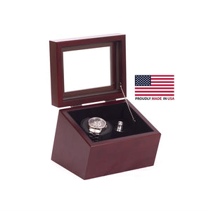 #WW01M The Brigadier, Single Watch Winder in Solid Cherry with Mahogany Finish